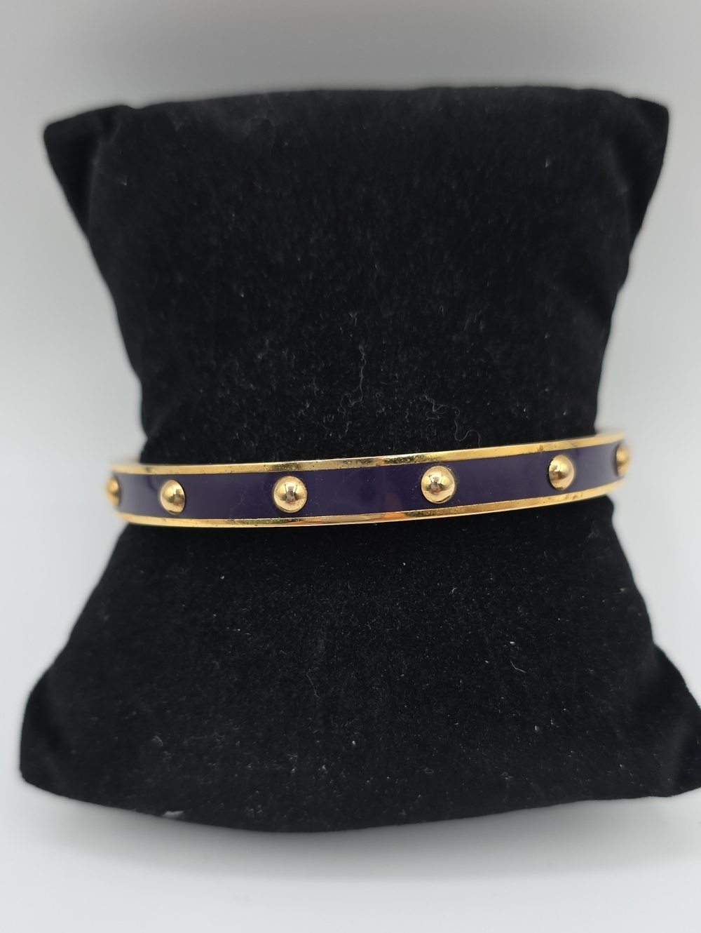 Coach Purple Enamel Gold-Tone Stud Bangle Bracelet
